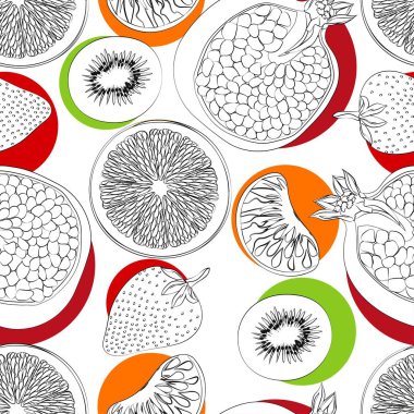 bir desen meyve, renkli arka plan, vektör illustratio