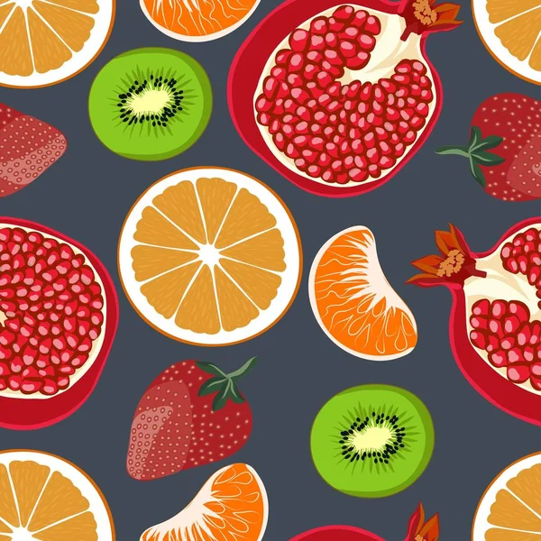 Een Patroon Van Fruit Gekleurde Achtergrond Vector Illustratio — Stockvector