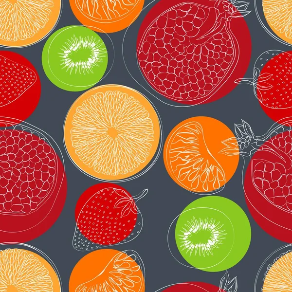 Een Patroon Van Fruit Gekleurde Achtergrond Vector Illustratio — Stockvector