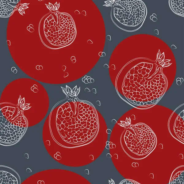 Pattern Pomegranates Background Circles Seamless Background — Stock Vector