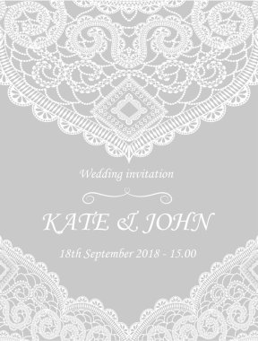 dantel ile düğün davetiyesi