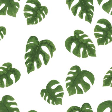 parlak yeşil tropikal seamless modeli üzerinde beyaz backgr yaprakları