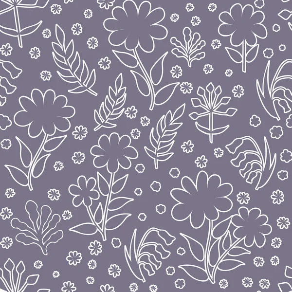 Modèle floral vectoriel en style doodle avec des fleurs et des feuilles. G — Image vectorielle