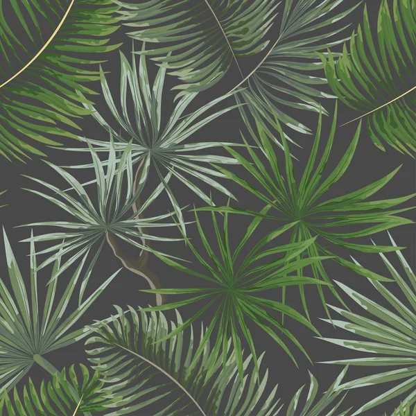 Бесшовный узор ярко-зеленых листьев на серой заднице — стоковый вектор