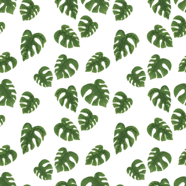 Padrão sem costura de folhas tropicais verdes brilhantes no backgr branco —  Vetores de Stock