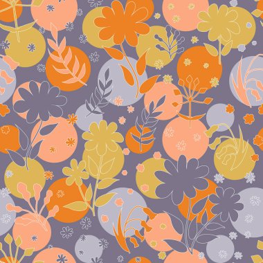 Vektör çiçek desenli çiçek ve yaprakları ile doodle tarzında. G