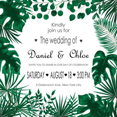 Düğün davetiyesi, rsvp modern kartı tasarımı. Vektör doğal, bot