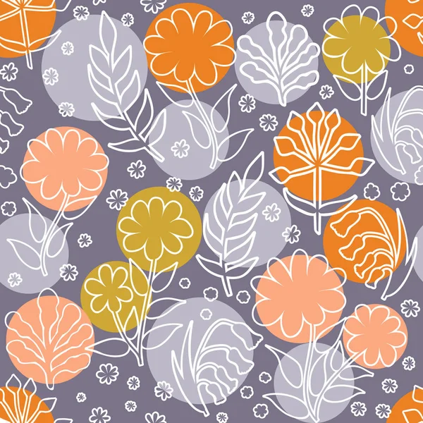 Διάνυσμα floral μοτίβο με doodle στυλ με λουλούδια και φύλλα. G — Διανυσματικό Αρχείο