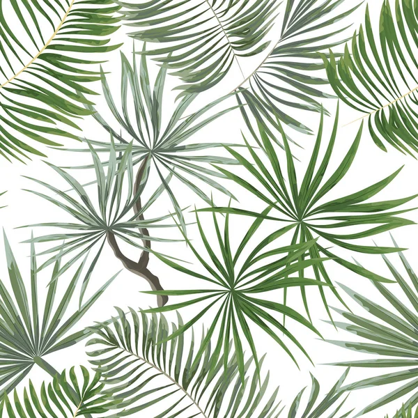 Бесшовный рисунок ярко-зеленых листьев на белом бэкграунде — стоковый вектор