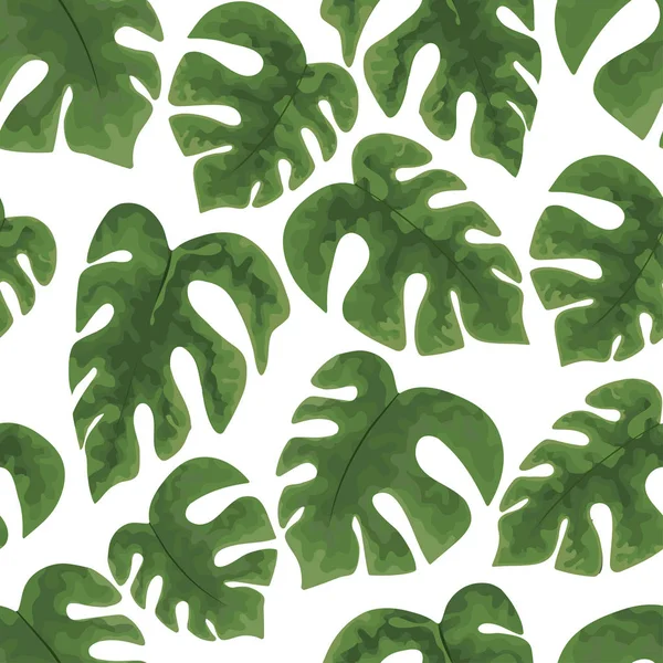 Бесшовный рисунок ярко-зеленых листьев на белом бэкграунде — стоковый вектор