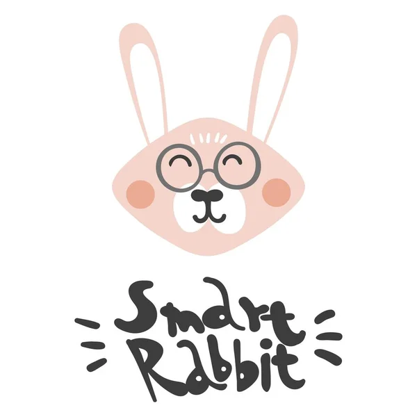 Slim konijn met bril, plat stripfiguur. Konijn met bril. afdrukken van kinderen. vectorbeeld. Vectorbeelden