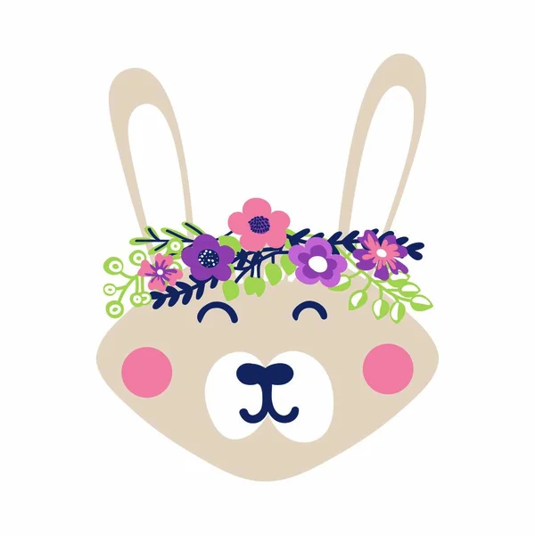 Un lapin mignon avec une couronne sur la tête. Caractère de bande dessinée, style plat. Image vectorielle. Lapin de printemps Illustrations De Stock Libres De Droits