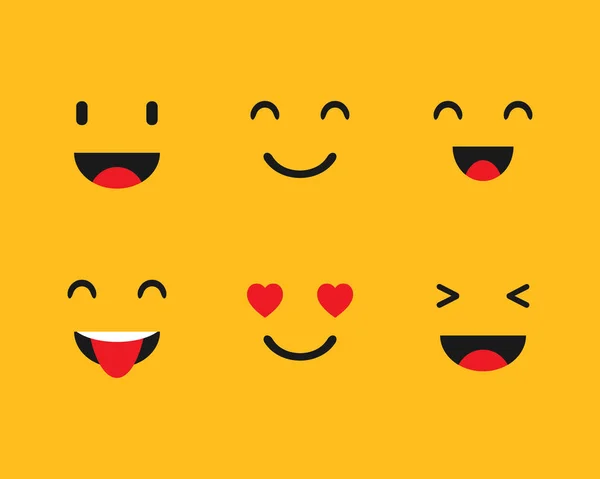 Sätt Emoji på en gul bakgrund. Vektorillustration. Eps 10 — Stock vektor