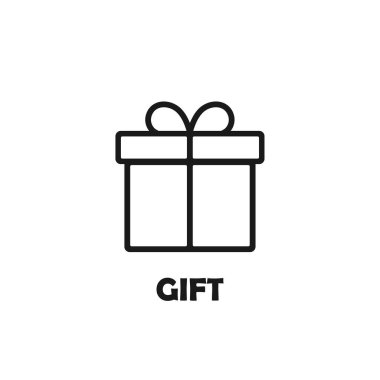 Hediye ikonu. Beyaz arkaplanda basit bir vektör çizimi. Eps 10