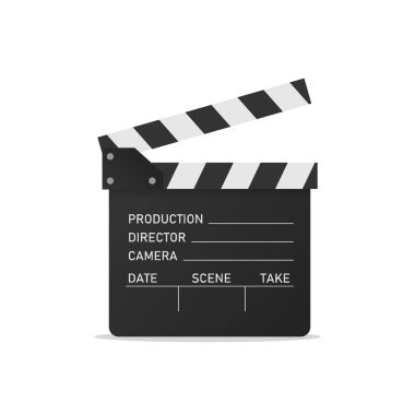 Sinema alkışı beyaz arkaplanda izole edildi. Klipsi aç. Vektör illüstrasyonu Eps 10