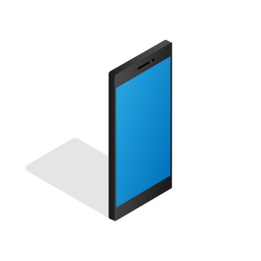 Akıllı telefon gerçekçi 3d vektör izometrik illüstrasyon beyaz zemin üzerinde düz stil. Eps 10