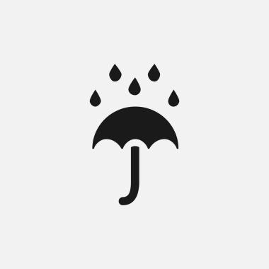 Yağmur tabelasında şemsiye. Düz stil yağmurlu hava sembolü. Vektör Eps 10