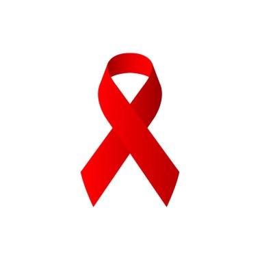 Kırmızı kurdele beyaz arka planda izole edilmiş farkındalık sağlar. Dünya AIDS Günü sembolü. 1 Aralık Dünya AIDS Günü. Vektör illüstrasyonu Eps 10