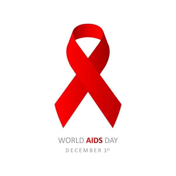 Journée mondiale du sida 1er décembre. Bannière avec ruban rouge et texte Journée mondiale du sida sur fond blanc. Illustration vectorielle SPE 10 — Image vectorielle