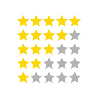 5 yıldız derecelendirme simgesi. Altın yıldızlar. Eps 10