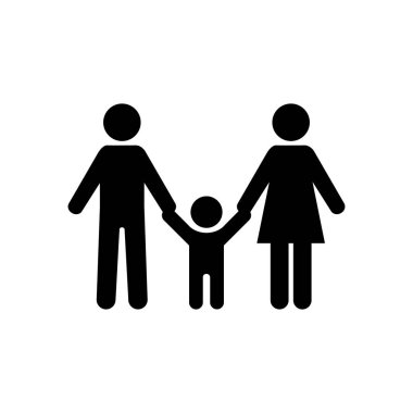 Mutlu aile dostluğunun sembolü. Anne, baba ve oğul. Stock Vektör İllüstrasyonu