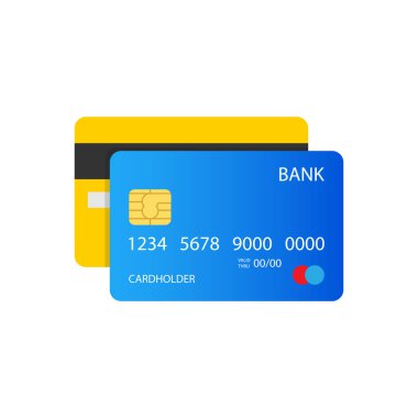 Kredi kartı illüstrasyonu, ön ve arka manzara. Eps10 Vektörü