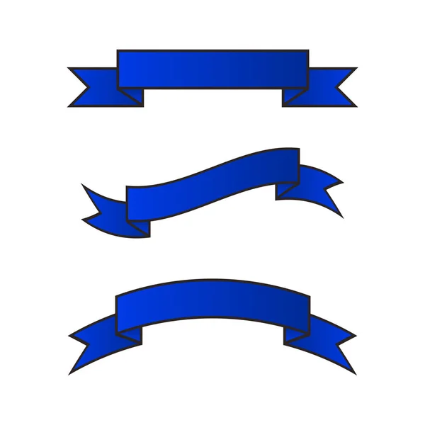 Set of horizontal blue ribbons on a transparent background. Vector illustration. EPS10 — ストックベクタ