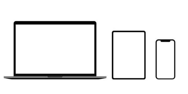 Реалістичний набір ноутбуків, планшетів, смартфонів. Векторні ілюстрації. ЕПС10 — стоковий вектор