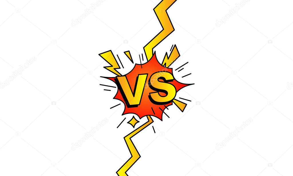 Versus VS letters fight symbol in flat comics style design. Confrontation symbol. Vector EPS 10