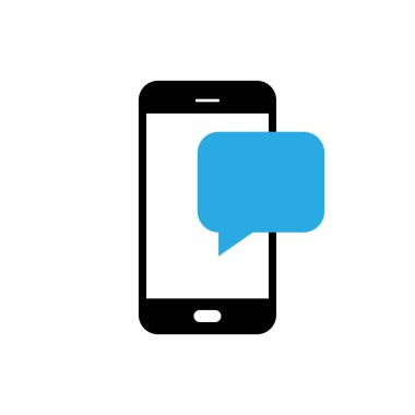 Akıllı telefondan uyarı mesajı. Akıllı telefon ekranında konuşma balonu şeklinde mesajlar. Vektör Eps 10