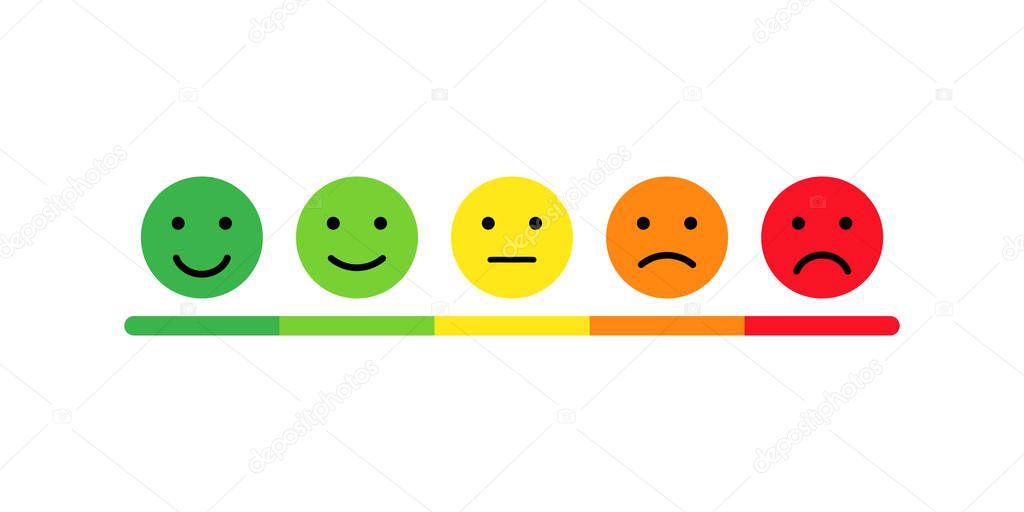 Rating scale in the form of mood emoticons. Feedback or rating. Vector illustration EPS 10