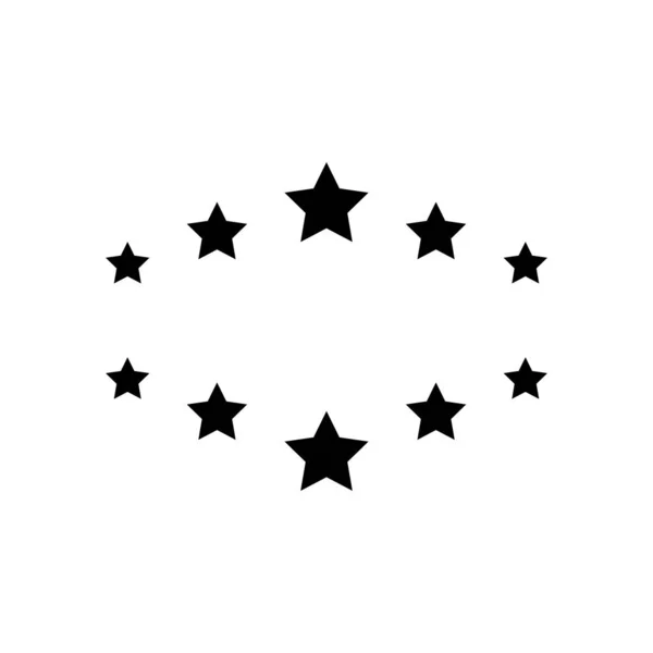 5 estrellas negras están dispuestas en un arco sobre un fondo transparente. vector de stock — Vector de stock