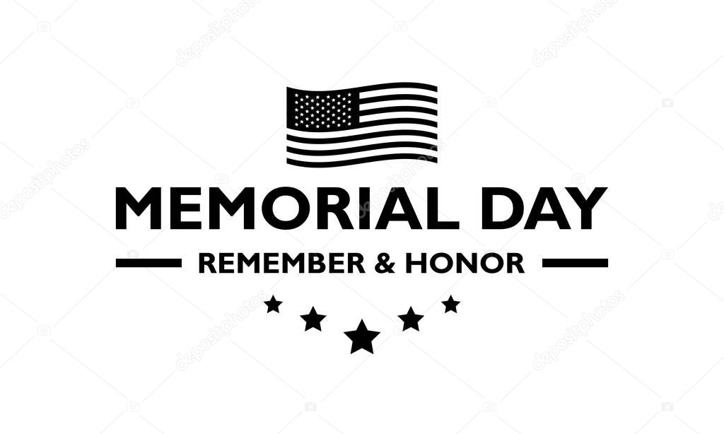USA Memorial Day logo black on a transparent background. Stock vector. EPS10