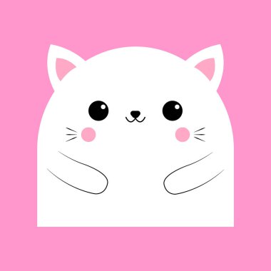 Pembe arka planda sevimli bir kedi tasviri. Vektör. Eps 10