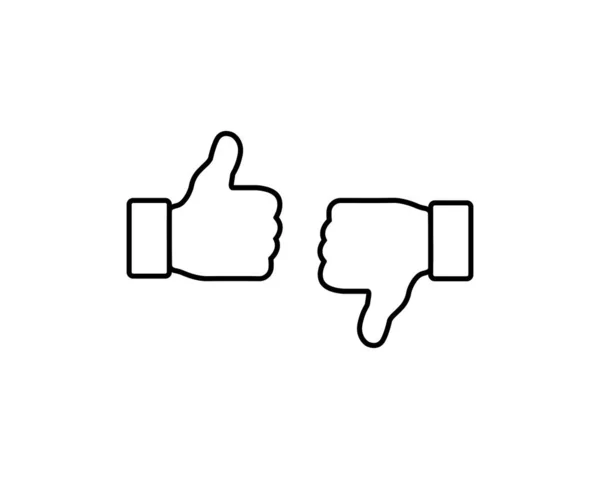 Большой палец вверх и большой палец вниз знак. Да и Нет или Положительный и Отрицательный символ в линейном стиле, изолированный в белом фоне. Векторная EPS 10 — стоковый вектор