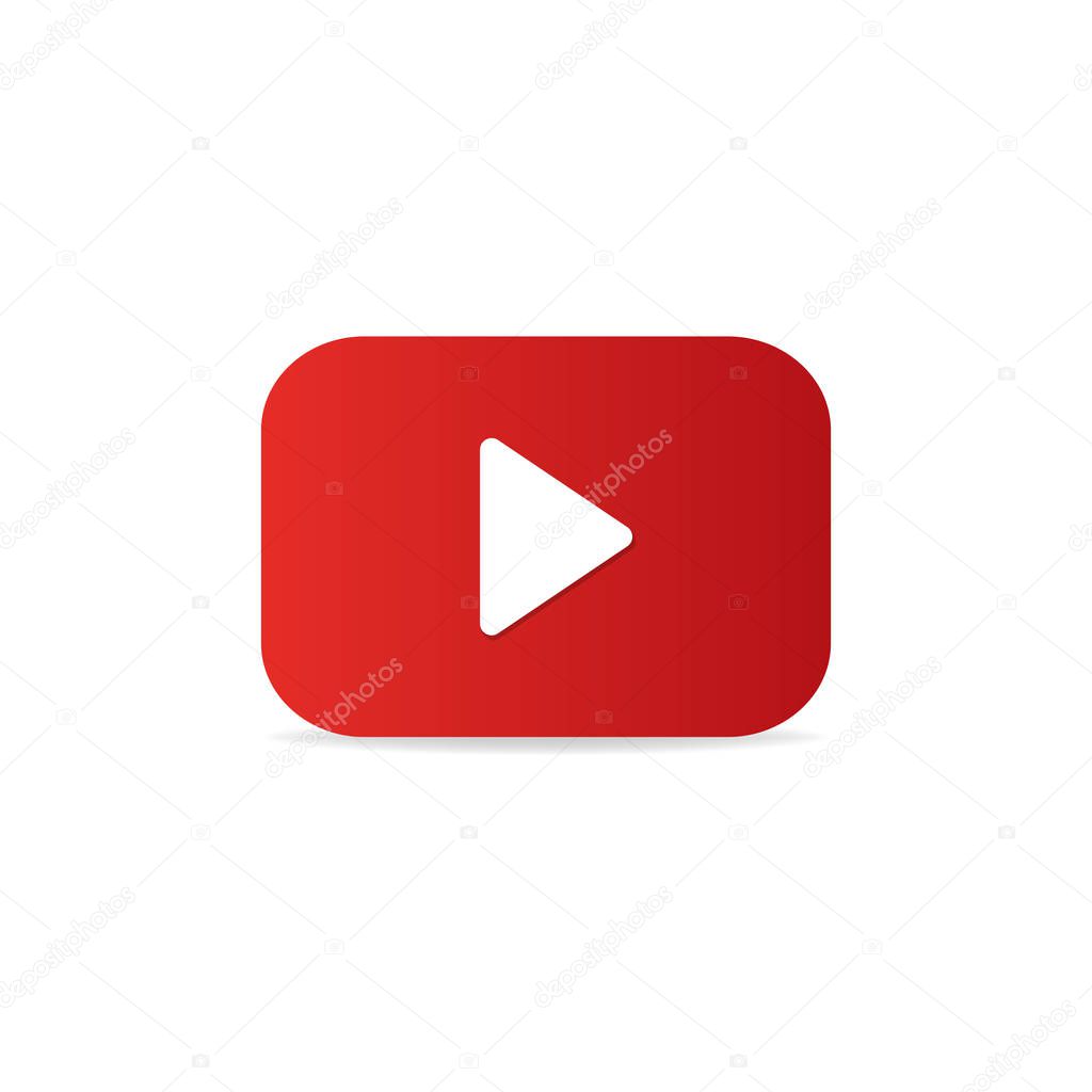 Icon play and watch videos. Button to watch the video in red. Vector illustration EPS 10