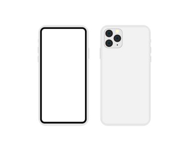 Yeni akıllı telefon modeli 2019 boş ekran. Smartphone Model 11 gümüş renkli model. Vektör Eps 10