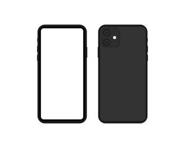 Yeni akıllı telefon modeli 2019 boş ekran. Siyah renkli model 11 akıllı telefon modelidir. Vektör Eps 10
