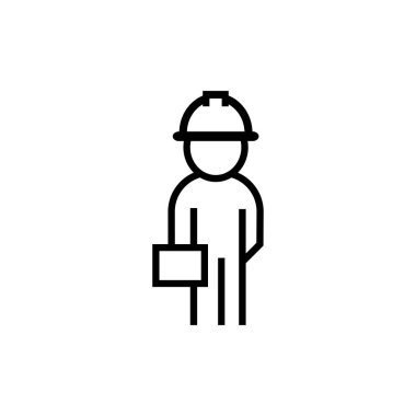 Evrak çantası ikonu olan erkek inşaat mühendisi. Vektör Eps 10