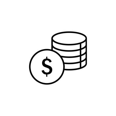 Para yığını para ikonu beyaz arka planda izole. Vektör Eps 10