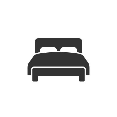 Beyaz arka planda çift yatak ikonu izole edildi. Vektör Eps 10