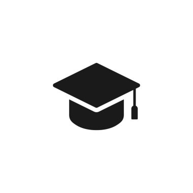 Mezuniyet şapkası simgesi beyaz arka planda. Vektör EPS 10