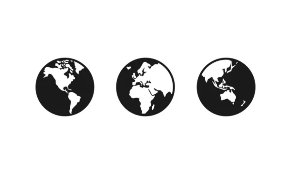 Ikon Planet Bumi Diatur Vector Illustration Diisolasi Pada Latar Belakang - Stok Vektor