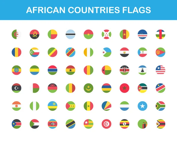 Les Pays Africains Drapeaux Ronds Boutons Web Plat Eps Vectoriel — Image vectorielle