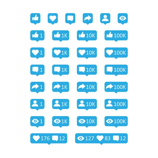 Social Media Icons set. Like comment share follow icons. Vector EPS 10