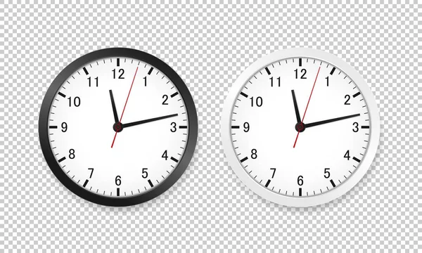 Реалістичний Офісний Годинник Чорно Білого Кольору Векторні Ілюстрації Eps — стоковий вектор