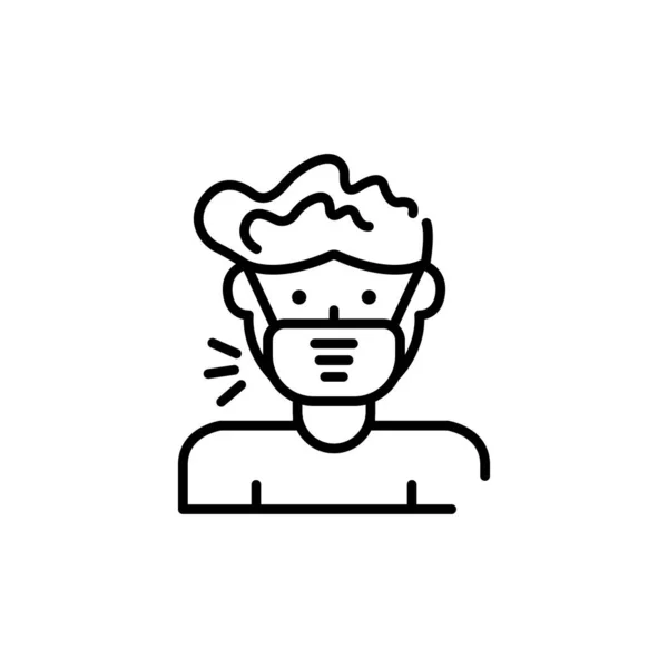 Hombre Cara Con Máscara Icono Lineal Vector Eps — Vector de stock