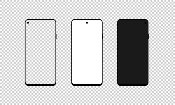Şeffaf Arkaplanda Akıllı Telefon Boş Ekran Seti Vektör Eps — Stok Vektör
