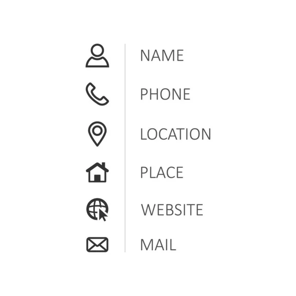 Піктограма Візитки Встановлена Чорному Лінійному Стилі Вектор Eps — стоковий вектор