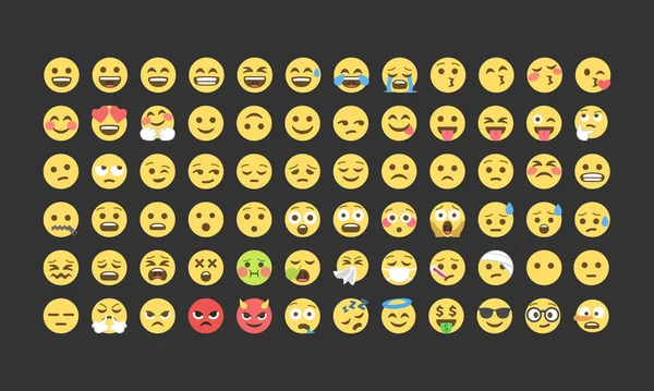 Εικονίδια Emoji Και Σύμβολα Που Ευτυχισμένα Ευγενικά Και Κακά Πρόσωπα — Διανυσματικό Αρχείο